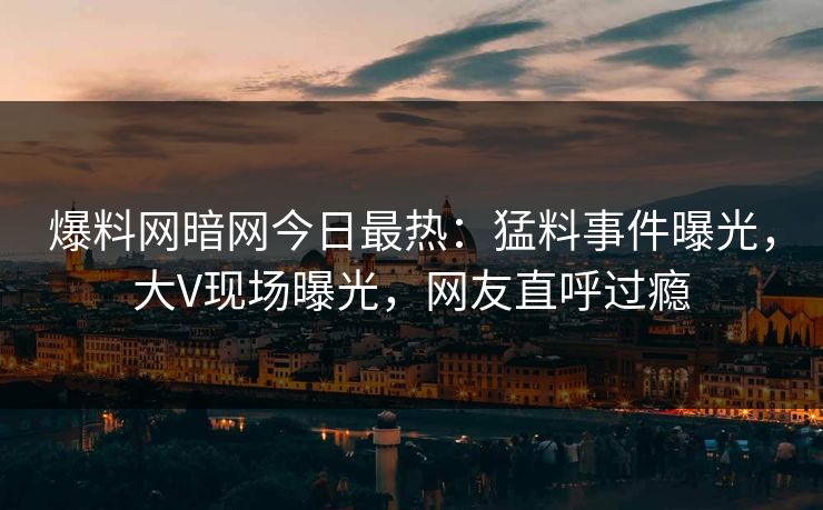 爆料网暗网今日最热：猛料事件曝光，大V现场曝光，网友直呼过瘾