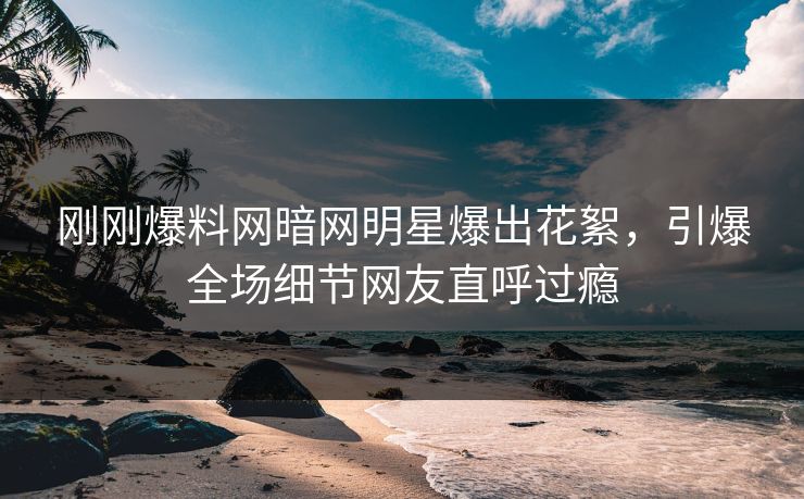 刚刚爆料网暗网明星爆出花絮，引爆全场细节网友直呼过瘾