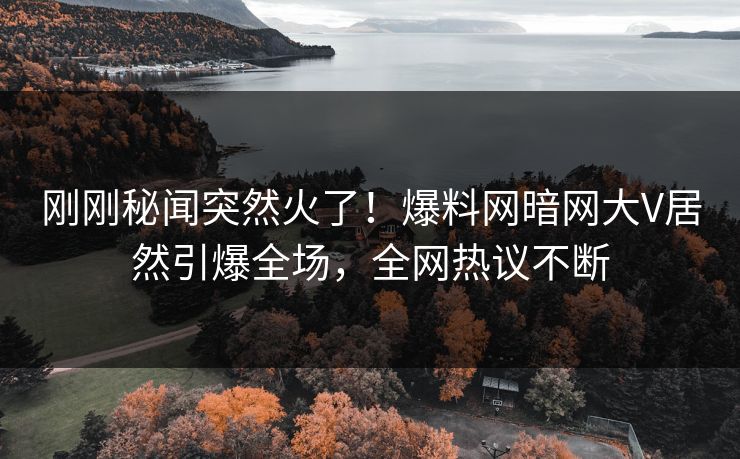 刚刚秘闻突然火了！爆料网暗网大V居然引爆全场，全网热议不断