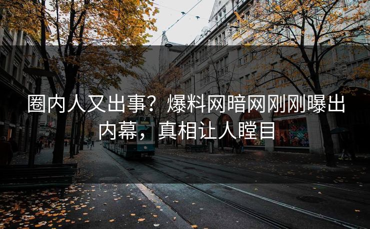 圈内人又出事？爆料网暗网刚刚曝出内幕，真相让人瞠目