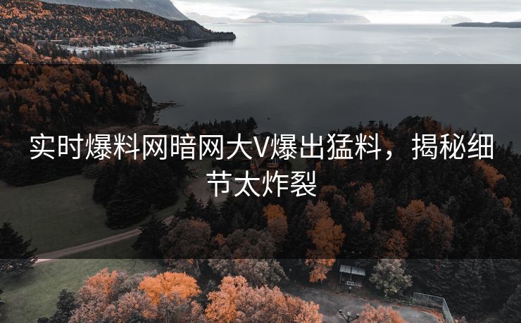 实时爆料网暗网大V爆出猛料，揭秘细节太炸裂