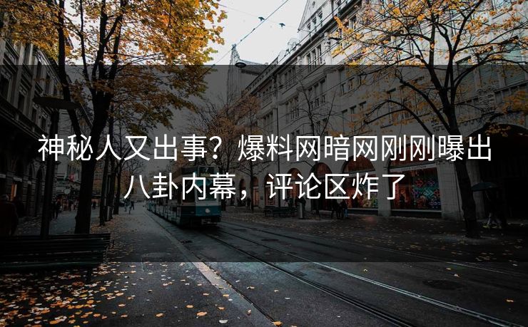 神秘人又出事？爆料网暗网刚刚曝出八卦内幕，评论区炸了