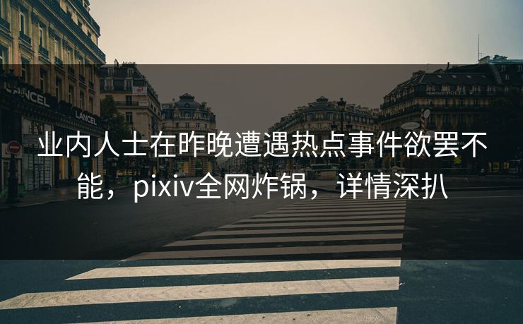 业内人士在昨晚遭遇热点事件欲罢不能，pixiv全网炸锅，详情深扒