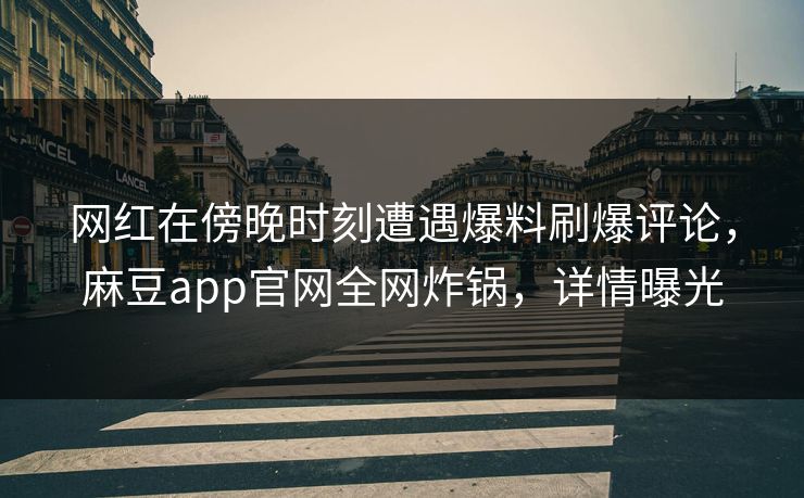 网红在傍晚时刻遭遇爆料刷爆评论，麻豆app官网全网炸锅，详情曝光