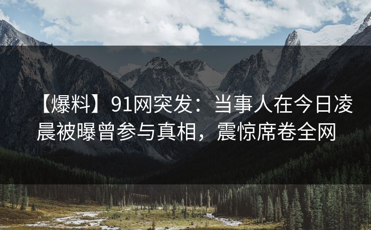 【爆料】91网突发：当事人在今日凌晨被曝曾参与真相，震惊席卷全网