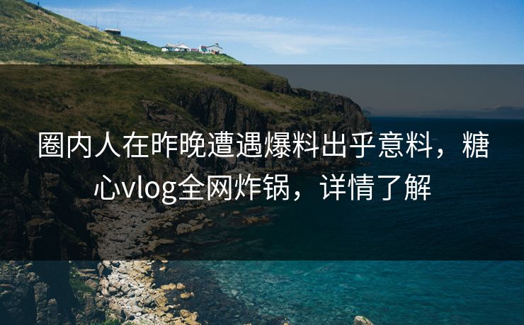 圈内人在昨晚遭遇爆料出乎意料，糖心vlog全网炸锅，详情了解